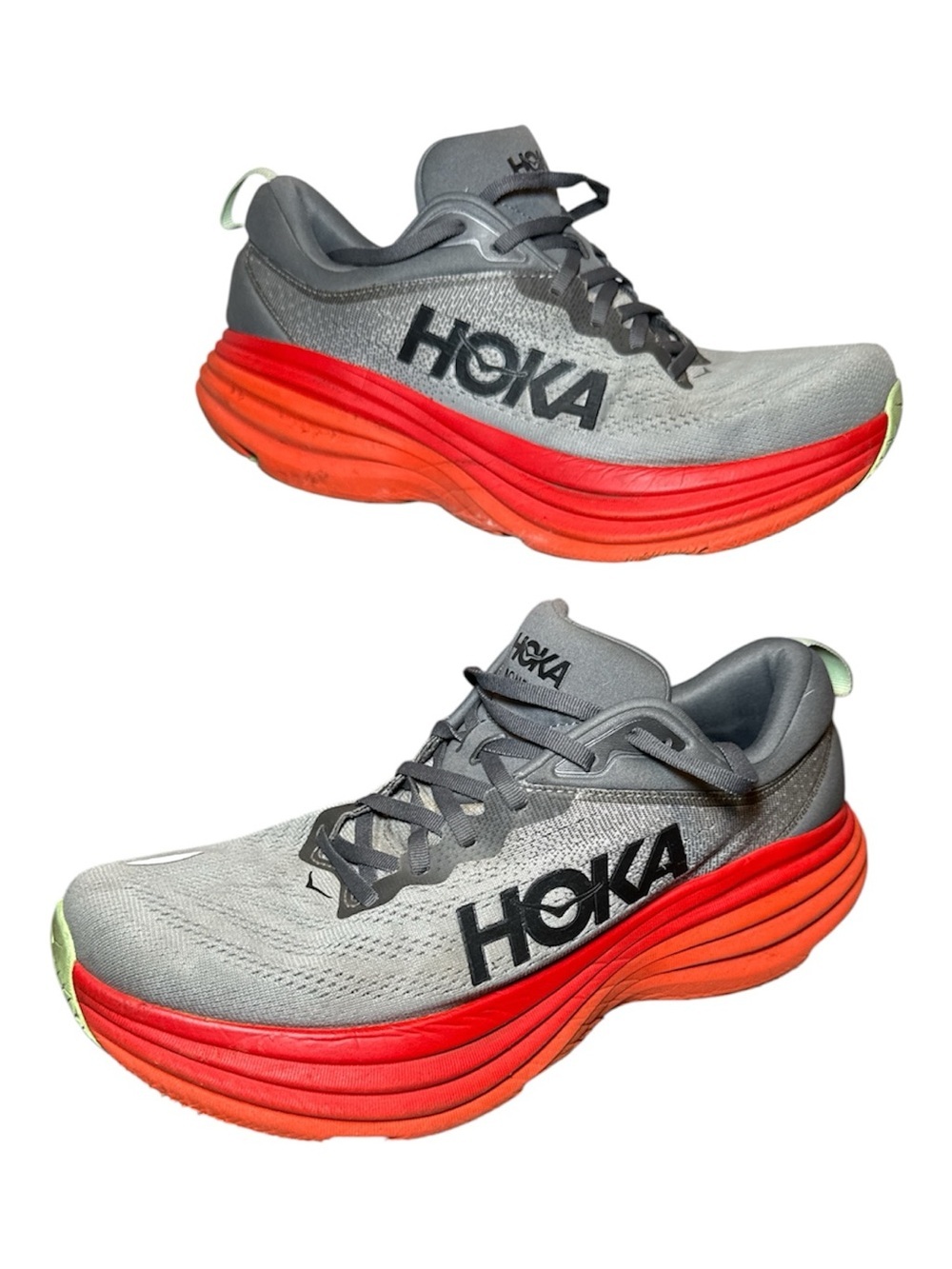Hoka Bondi 8 Castlerock/Flame Men's Running Shoes 11.5D  Max Cushion Gray Orange